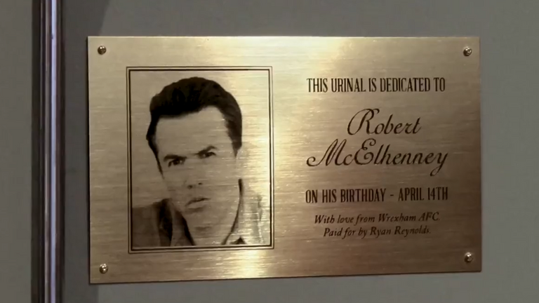 The plaque has been placed above a urinal. Pic Twitter/@VancityReynolds