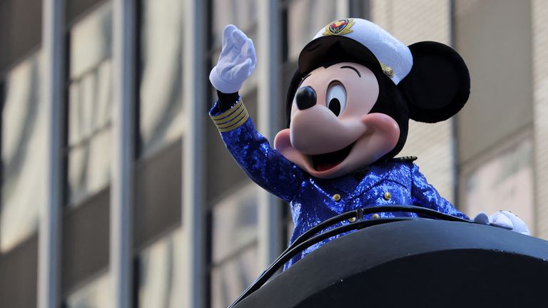 Mickey Mouse waves during the 96th Macy's Thanksgiving Day Parade in Manhattan, New York City, U.S., November 24, 2022. REUTERS/Andrew Kelly