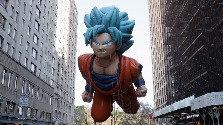 Goku ballon flies during the 96th Macy's Thanksgiving Day Parade in Manhattan, New York City, U.S., November 24, 2022. REUTERS/Andrew Kelly