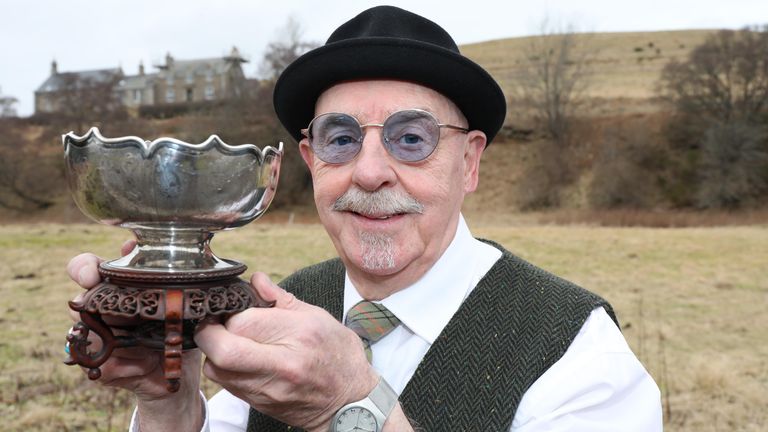 Adrian Taylor with the Rose Bowl trophy. Pic: The Cabrach Trust/Peter Jolly