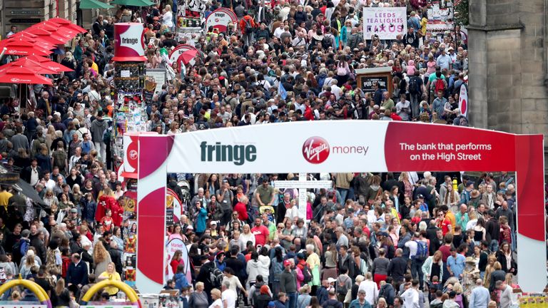 Edinburgh Fringe Festival 2017 A general view of the Festival crowds down Edinburgh's Royal Mile.