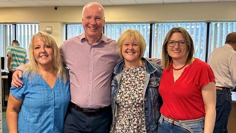 L-R: Helen Roberts, Nick Davies, Margaret Spooner and Faith Reynolds. Pic: Helen Roberts/Swansea Building Society