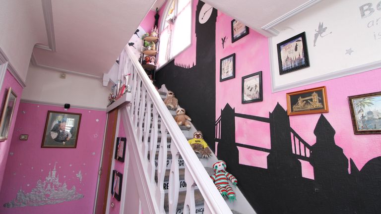 A Mary Poppins versus Peter Pan themed staircase in a Disney superfan's home in Rhyl, Denbighshire. Pic: Elwy Estates