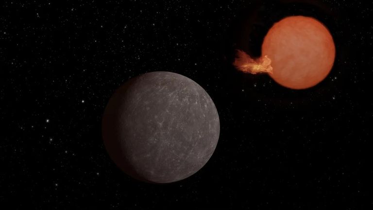 An artist’s concept of the exoplanet SPECULOOS-3 b orbiting its red dwarf star. The planet is as big around as Earth, while its star is slightly bigger than Jupiter – but much more massive. Credit: NASA/JPL-Caltech